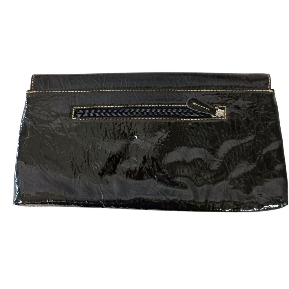 New Directions Black Patent Clutch Purse Bag Magnetic Flap Classy Roomy NWT - Picture 3 of 5